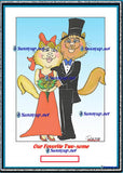 032 Cat COUPLE DIGITIZED CARTOON NEW