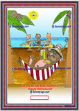 068 Cat Retired Hammock Hawaii W DIGITIZED CARTOON NEW