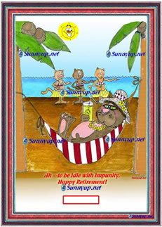 068 Cat Retired Hammock Hawaii W DIGITIZED CARTOON NEW