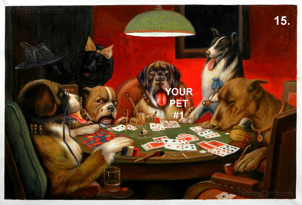 DOGS AT CARD GAME 18  (8" X 12")