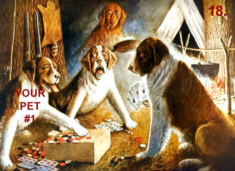 DOGS AT CARD GAME 18  (8" X 12")