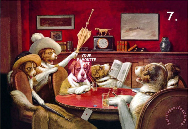 DOGS AT CARD TABLE 14  (#1 or #2)  (12" X 18")