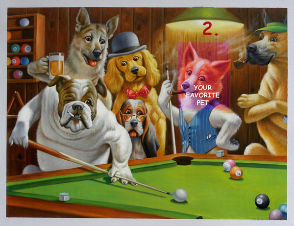 DOGS AT CARD GAME 18  (8" X 12")